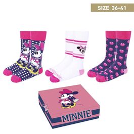 Pack 3 calcetines en caja regalo de Minnie Mouse