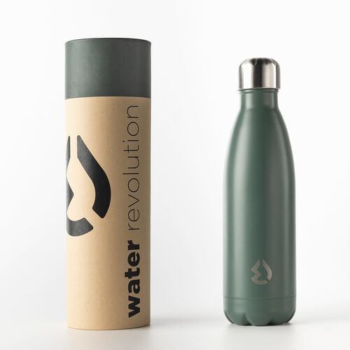 Botella cantimplora termo de acero inox 500ml de Water Revolution 'Kaki'