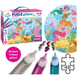 Imagiland, Puzzling puzle decora con glitter 'Sirenas'