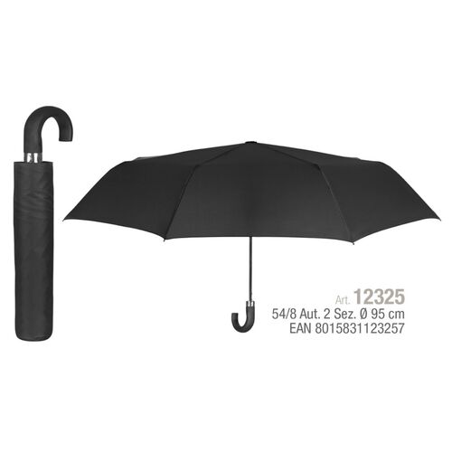 Paraguas Perletti hombre 54cm automatico negro puo curva (12/60)