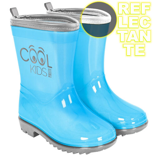 Turquoise rain boots with reflective Cool Kids