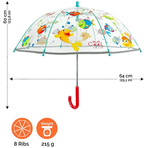 Paraguas Perletti infantil 42cm manual transparente con reflectante Peces (6/36)