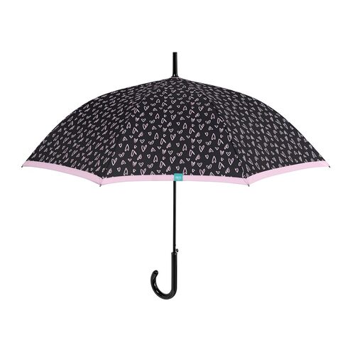 Paraguas Perletti mujer automatico 61cm negro-rosa antiviento (6/36)