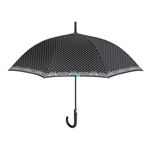 Paraguas Perletti mujer 61cm automatico negro con topos blancos (6/36)