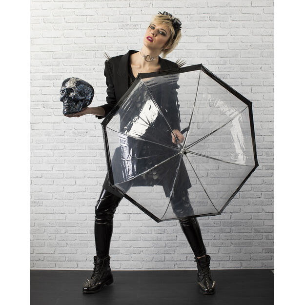 Paraguas Perletti mujer 61cm automatico cupula transparente borde negro (6/36)