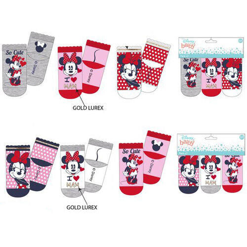 Pack 3 calcetines para beb de Minnie Mouse
