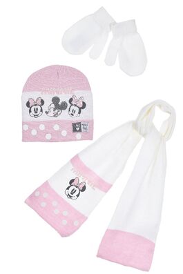 Conjunto para bebe, gorro, bufanda y guantes de Minnie Mouse