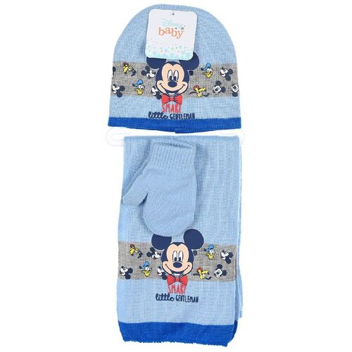 Conjunto de gorro, bufanda y guantes para bebe de Mickey Mouse
