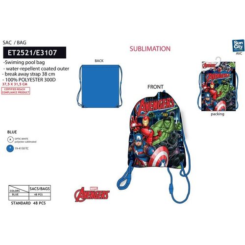 Bolsa saco cordones 37,5x31,5cm de Avengers