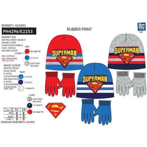 Conjunto de guantes y gorro de punto de Superman