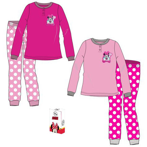 Coral long-sleeved pajamas in Minnie Mouse gift box