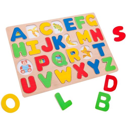 Juguete alfabeto de madera con 26 letras