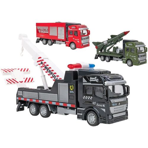 Camion policia, militar y bomberos con friccin