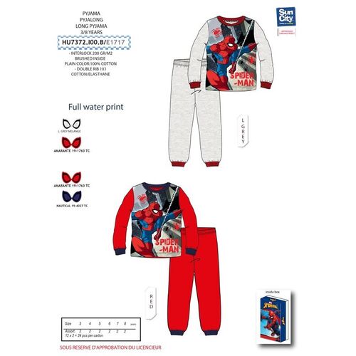 Pijama manga larga algodn de Spiderman