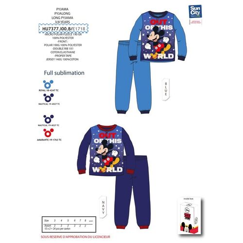 Mickey Mouse long-sleeved microfleece pajamas