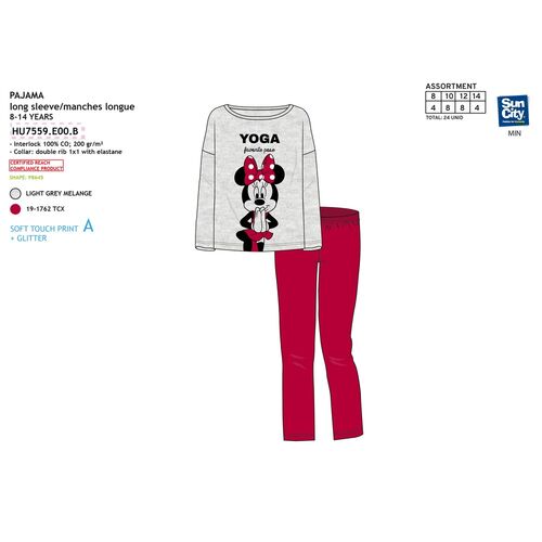 Minnie Mouse long-sleeved cotton pajamas