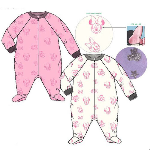 Pijama pelele coralina para beb de Minnie Mouse