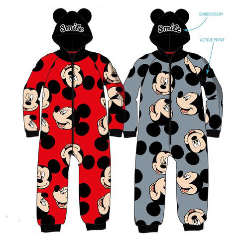 Mickey Mouse Hooded Coral Onesie Pajamas