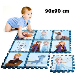 Alfombra 90x90cm puzzle eva 9 piezas con bolsa transporte de Frozen 2