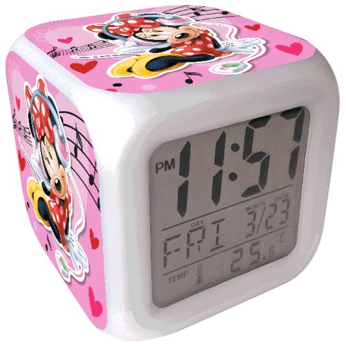 Minnie Mouse digital alarm clock 8cm with alarm and color change
