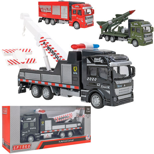 Camion policia, militar y bomberos con friccin