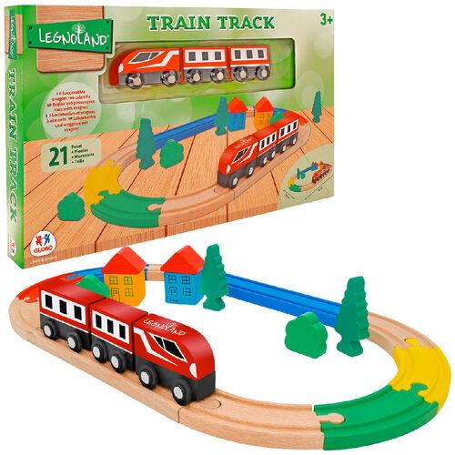 Globo, tren con pista de madera 21 piezas