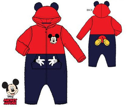 Pijama mono coralina con capucha y bolsillos para beb de Mickey Mouse