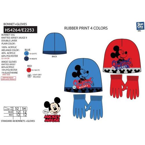 Set gorro y guantes de Mickey Mouse