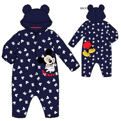 Pijama mono coralina con capucha para beb de Mickey Mouse
