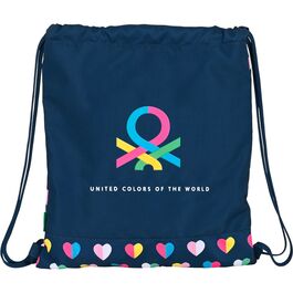 Bolsa cordones saco plano de Benetton 'corazones'