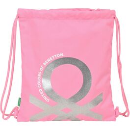 Bolsa cordones saco plano de Benetton 'flamingo pink'
