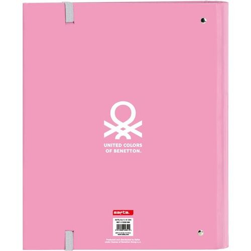 On sale - 35mm 4 ring binder with Benetton refills 'flamingo pink'