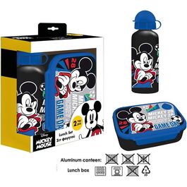 Set botella cantimplora aluminio 500ml  y sandwichera de Mickey Mouse