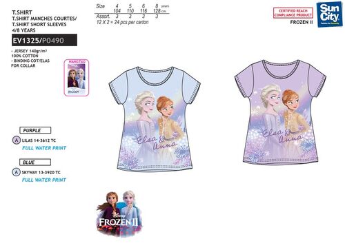 Camiseta algodn manga corta de Frozen