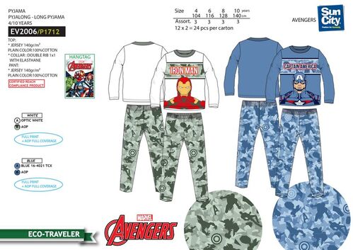 Pijama algodn 140gr de Avengers