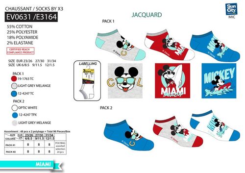 3-pack Mickey Mouse ankle socks