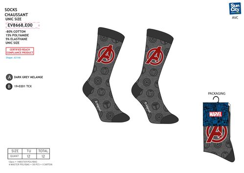 Avengers adult/youth socks