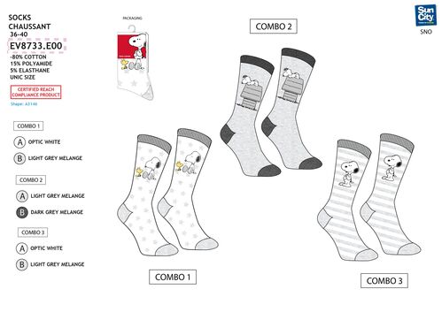Pack of 3 adult/youth Snoopy socks