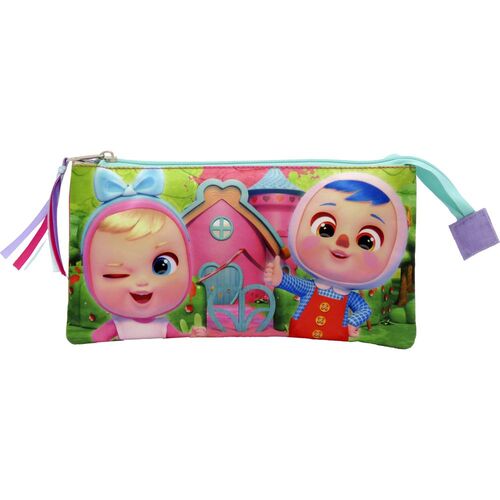 Triple pencil case with 5 compartments by Cry Babies