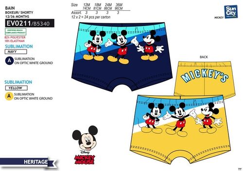 Baador boxer para bebe con doble estampado de Mickey Mouse
