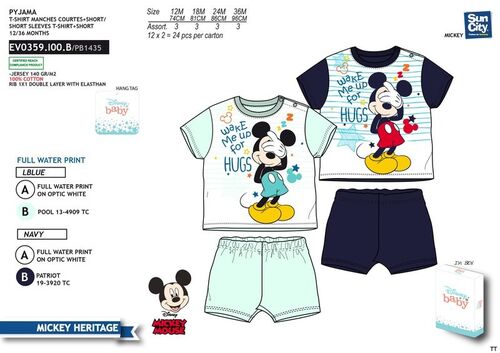 Pijama algodn para bebe en caja regalo de Mickey Mouse