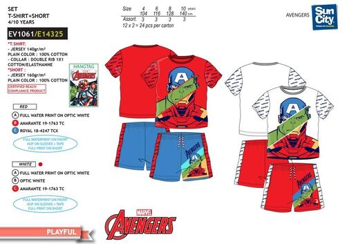 Conjunto pantalon y camiseta corta de algodn de Avengers