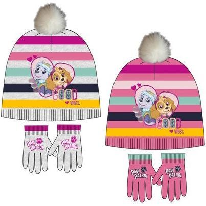 Paw Patrol hat with pompom and gloves set