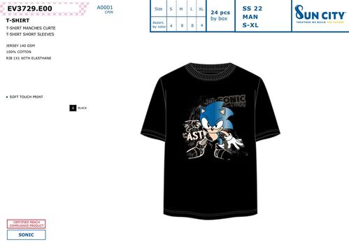 Camiseta juvenil/adulto de Sonic - talla S