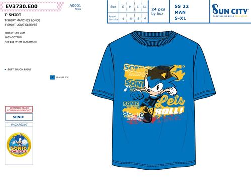 Camiseta juvenil/adulto de Sonic - talla L