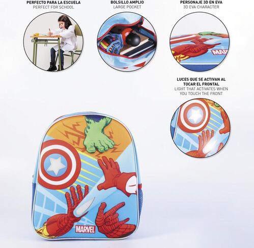 Avengers backpack 31cm 3D with light