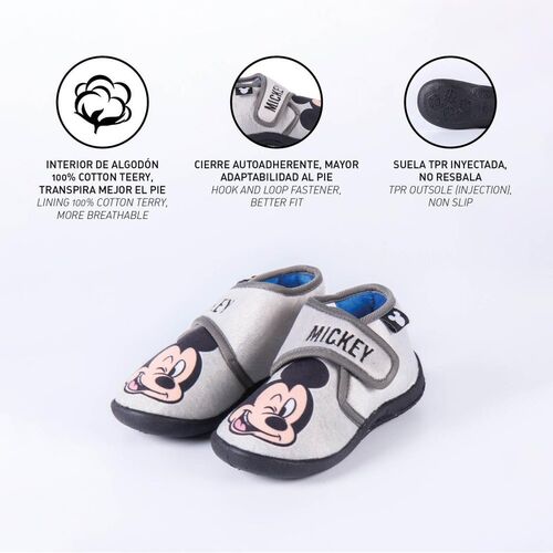 Mickey Mouse half-boot house slippers with velcro