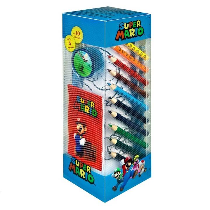 Set papeleria 35 piezas en torre de Super Mario