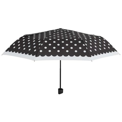 Paraguas Perletti mujer 54cm manual 3 secciones negro con topos