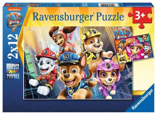 Ravensburger, Puzzle 2x1, 2 puzzles 26x18cm 12 piezas de Paw Patrol La Patrulla Canina